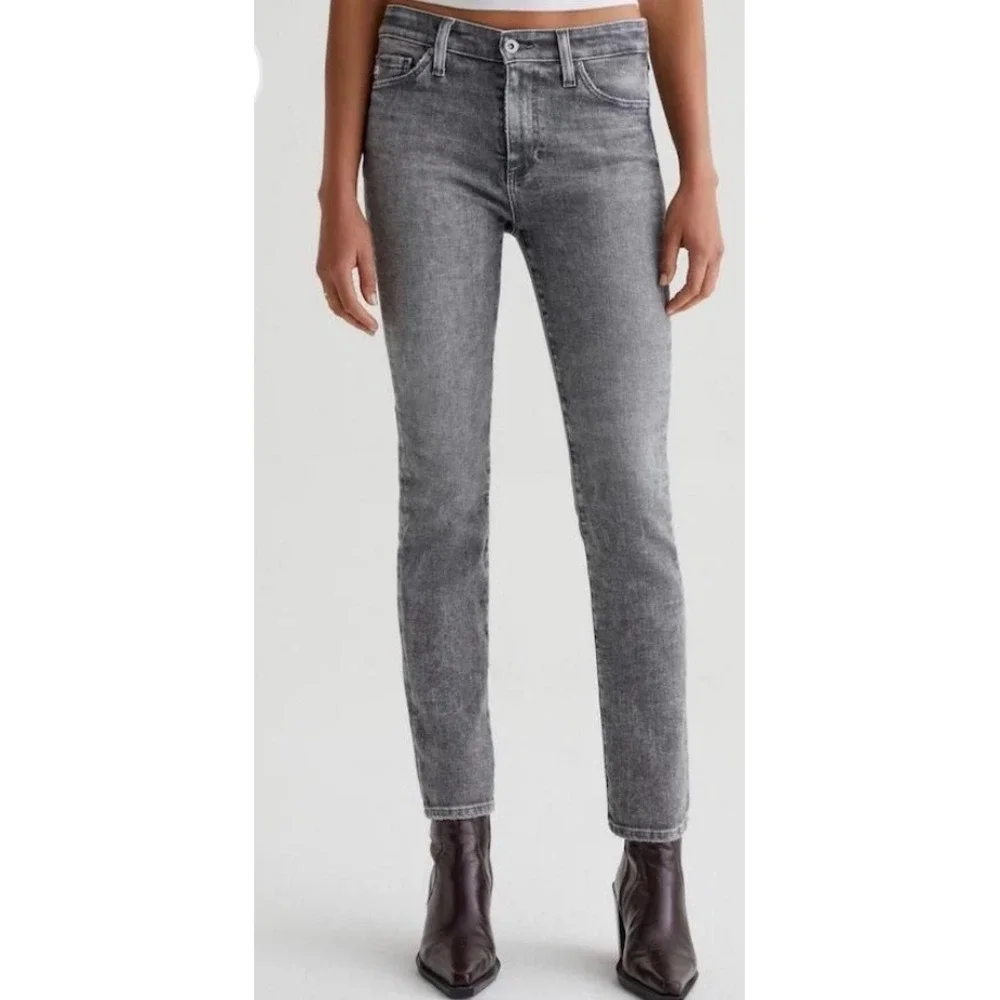 AG Adriano Goldschmied Mari High Rise Slim Straight Faded Grey Jeans 30 Stretch - Picture 1 of 13